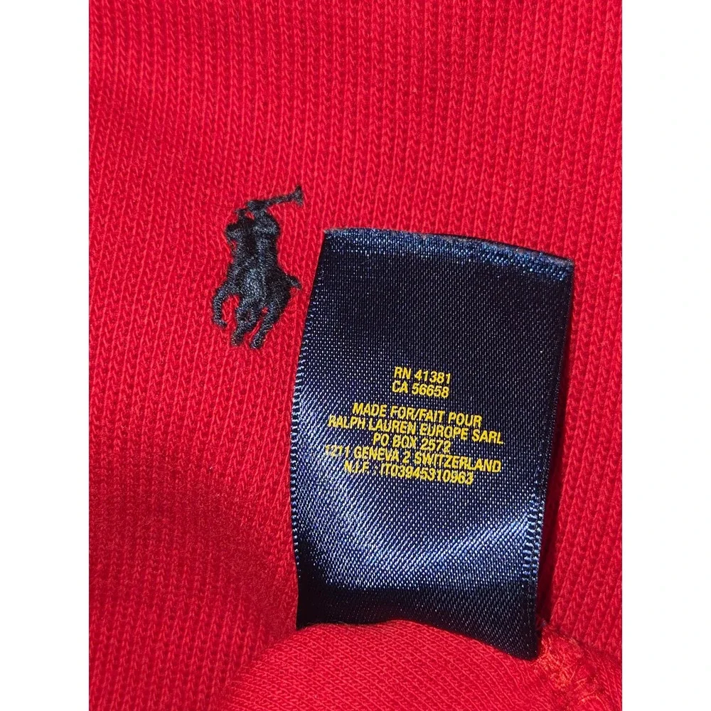 Polo Ralph Lauren Red Waffle Knit Quarter‎ Zip Pullover Sweater Size L 14 16